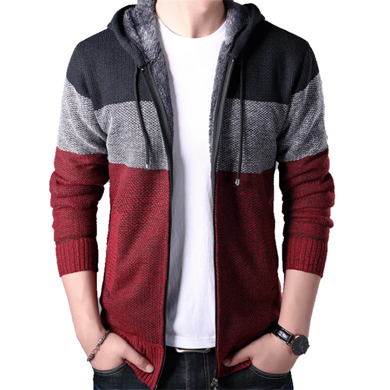 men's knitted hooded jumper