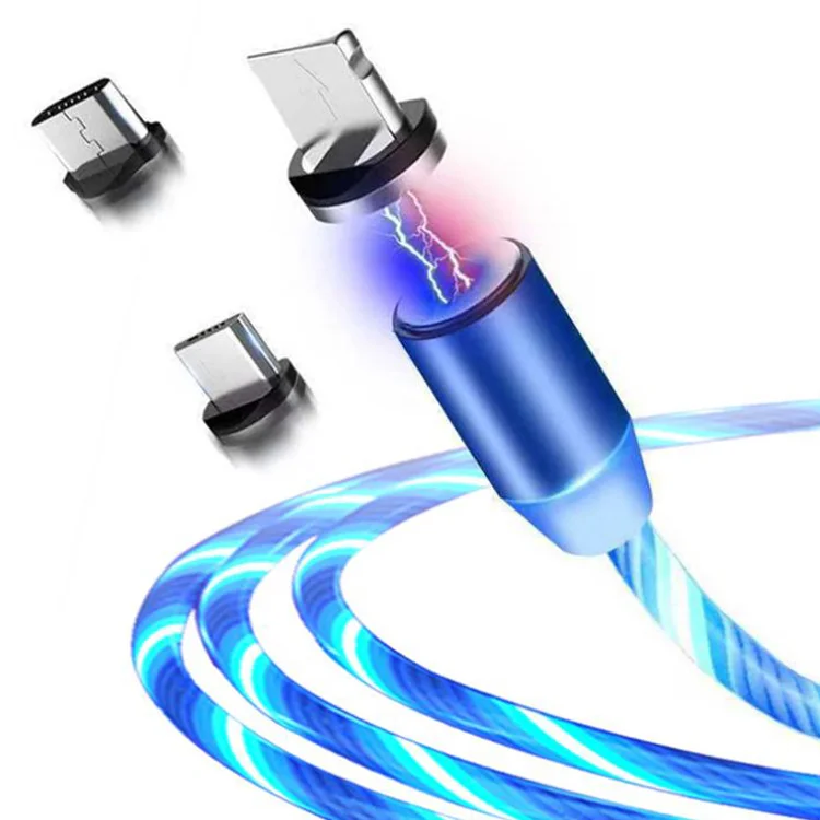 

Wholesale LED magnetic USB cable for micro usb charging cable, Red/blue/green/sliver