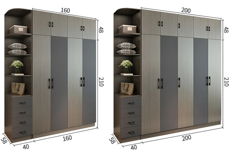 Bedroom Furniture Sliding 3 4 5 Door Wardrobe Wood Panel Drawer Design ...