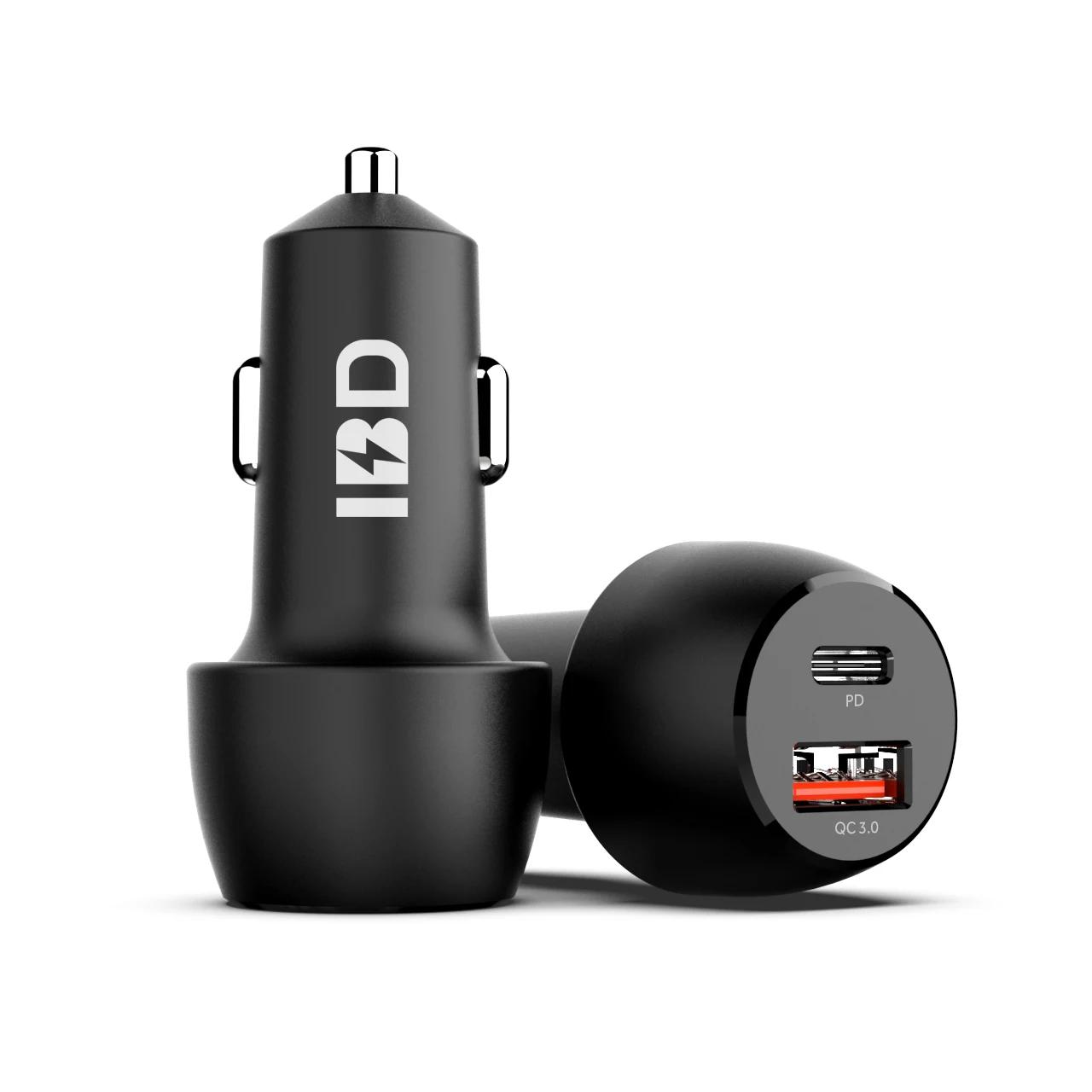 

IBD Fireproof Matte Finish PC 36W QC3.0 18W &PD 18W Dual Ports USB C Fast Car Phone Charger adapter
