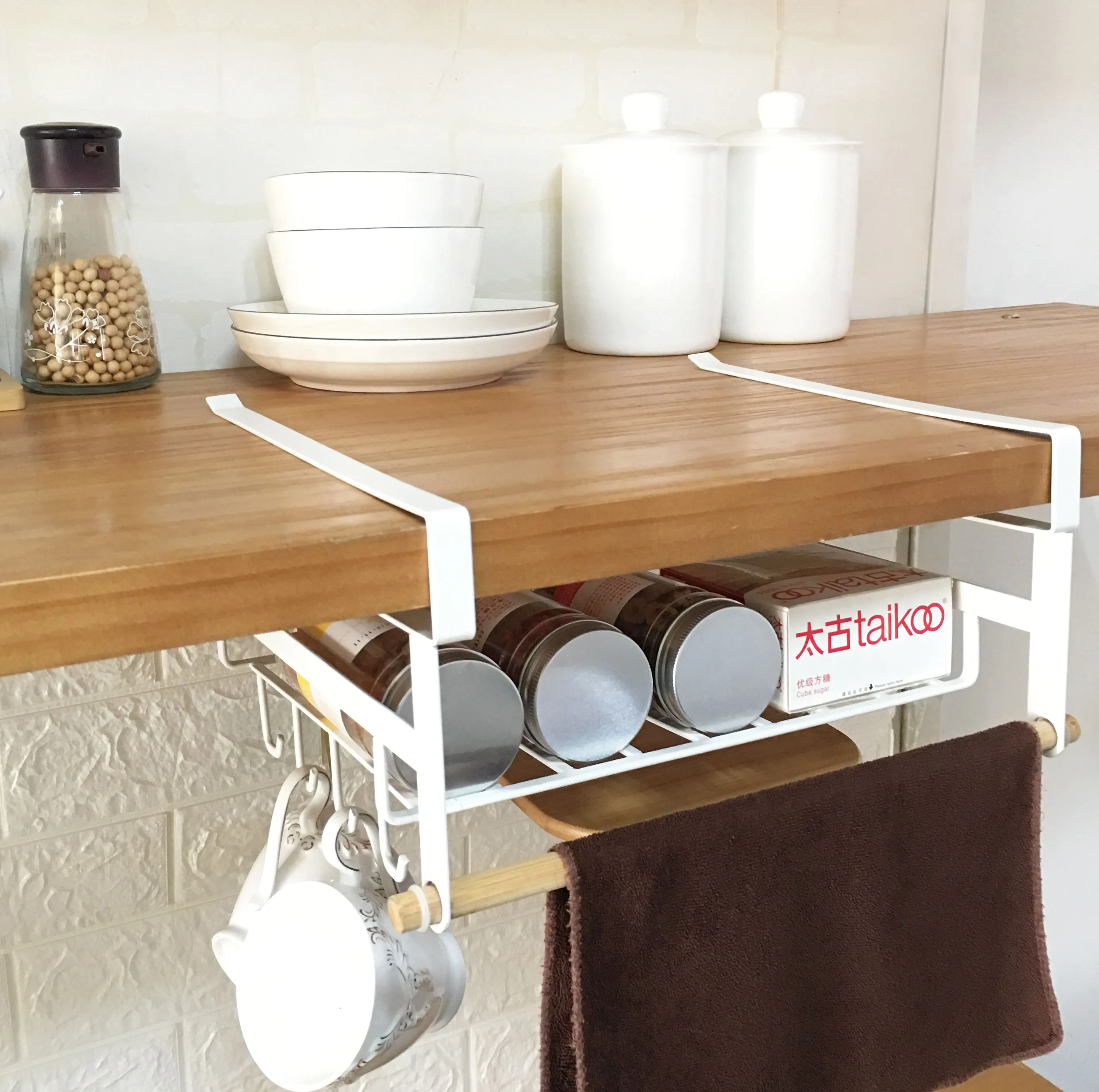 

Japanese kitchen Carbon Steel multi-purpose hanging shelf closet cabinet divider wall storage organizing shelf