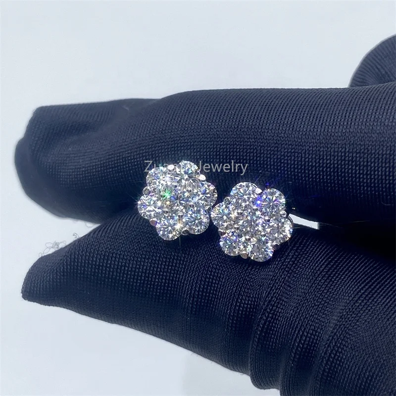 

Stock Ready To Ship Iced Out VVS Moissanite Diamond HipHop Popular 925 Sterling Silver Style Mens Stud Earrings