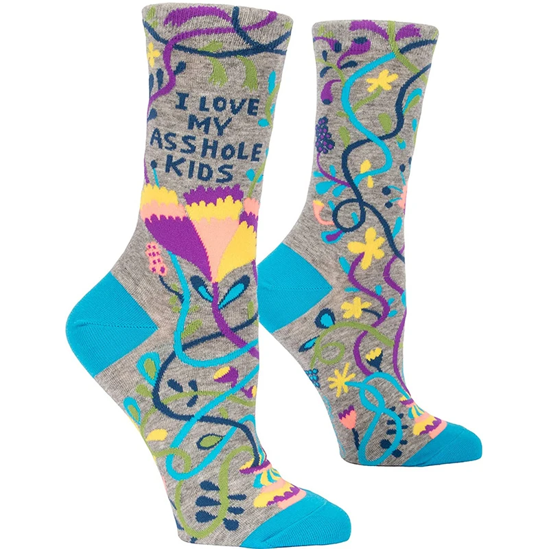 
Winter Fashion Funky Colorful Custom Print Funny Socks Women Letter Print Novelty Socks 