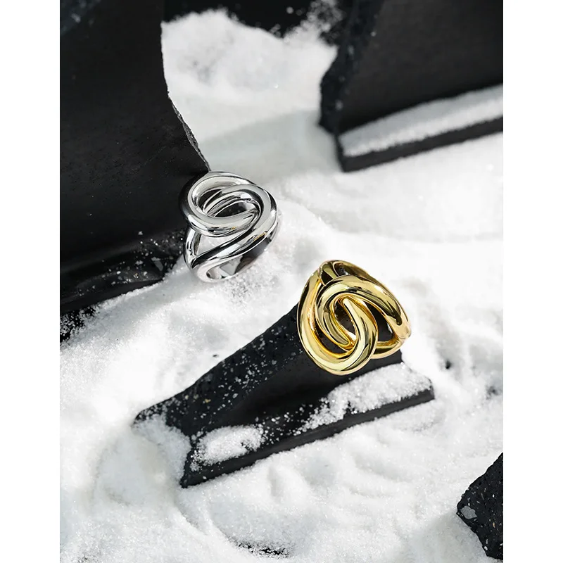 

H-R955 Top Sellers For Amazon Crowd Design Interwoven With Winding Texture S925 Silver For Women Ring