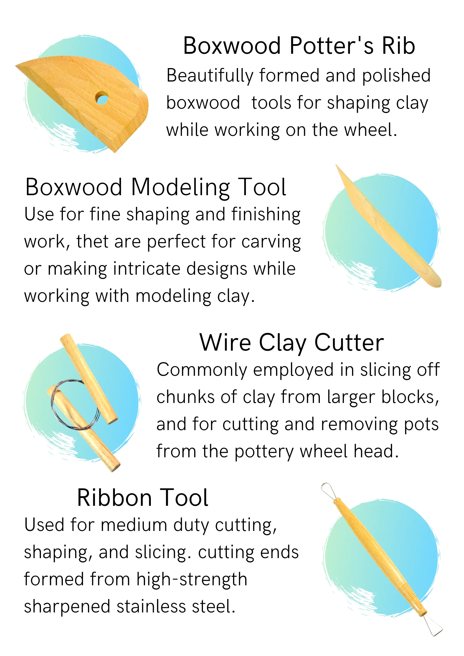 Wooden Pottery 8 Pieces Sculpting Clay Cleaning Tool Set For Beginners