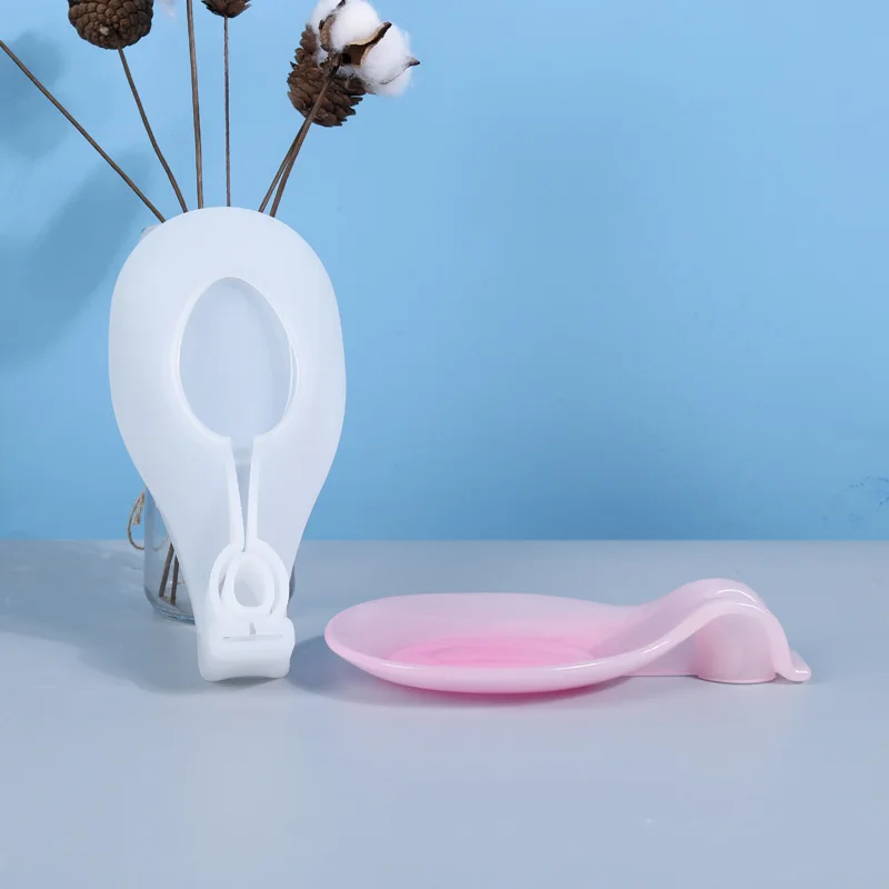 

R237 Kitchen Spoon Tray Silicone Mould Flexible Almond-Shaped Holder Coaster Spoon Holder Resin Mold, Stocked / cusomized