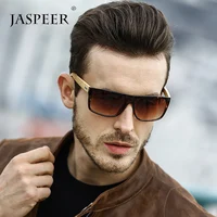 

Jaspeer retro square blue mirror bamboo sunglasses custom logo driving glasses sunglasses