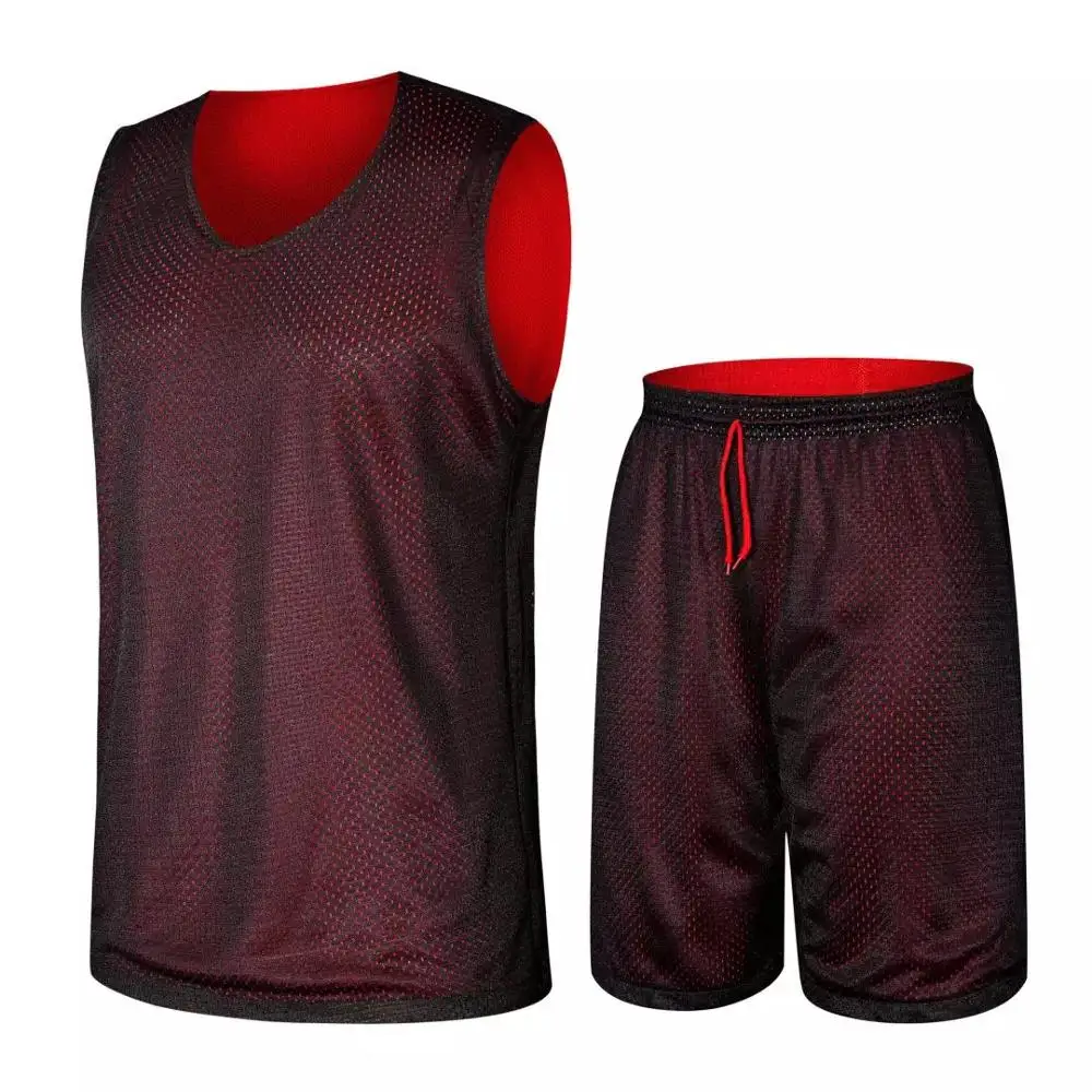 

Wholesale Men's Reversible Basketball Uniforms 2 Sides Wear Sports Jersey And Mesh Shorts Training Tank Top Set, Custom color