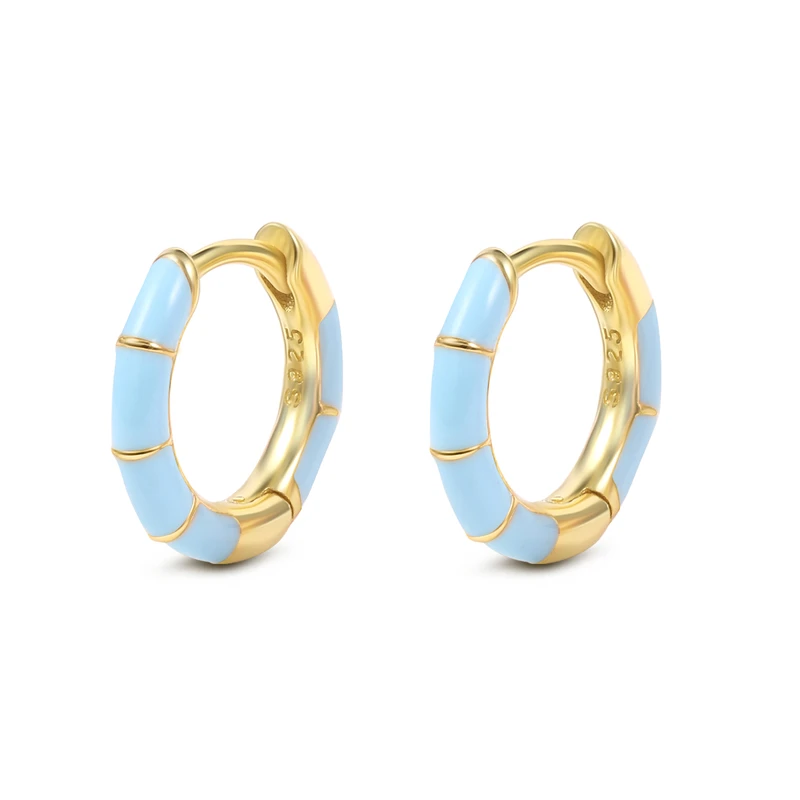 

CANNER 2021 Wholesale Jewelry Fashion 18K Gold Plated Multicolor Enamel Huggie Hoop Earrings For Women
