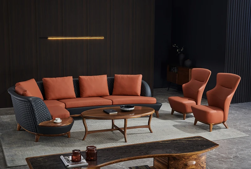 Muebles De Lujo Modernos De Cuero De Napa Con Diamantes Para Sala De