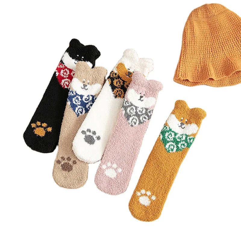 

Cute Colorful winter Socks Animals Face Socks Slipper Fuzzy Fluffy Socks