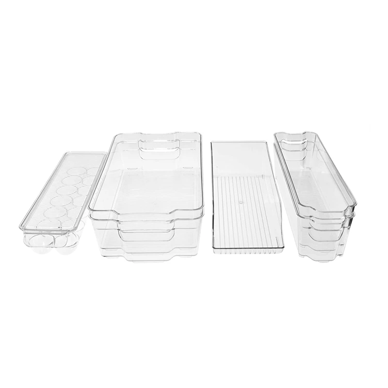 

Food Storage Organizer Bin 3 Divided Sections BPA Free Clear Plastic Perfect for Kitchen Cabinets Countertops, Transparent