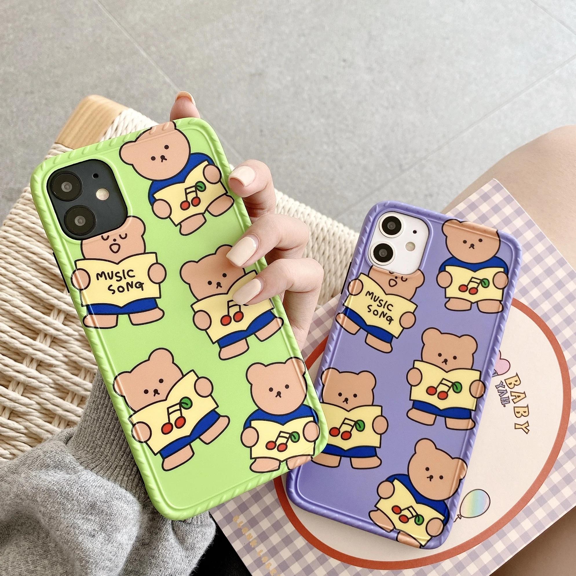 

Fashion Cartoon Cute Reading Bear Case for iPhone 11 Pro Max 11Pro 11 7 8 X XR Xs Max