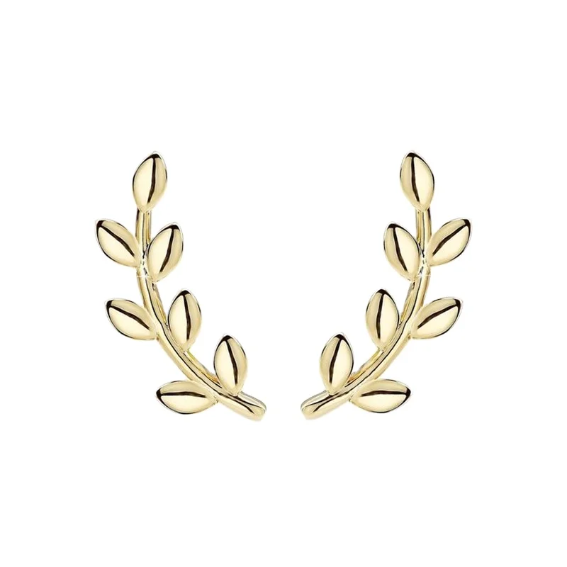 ROXI Trendy Minimalist 18K Gold Plated S925 Sterling Silver Leaf Stud Earrings for Women