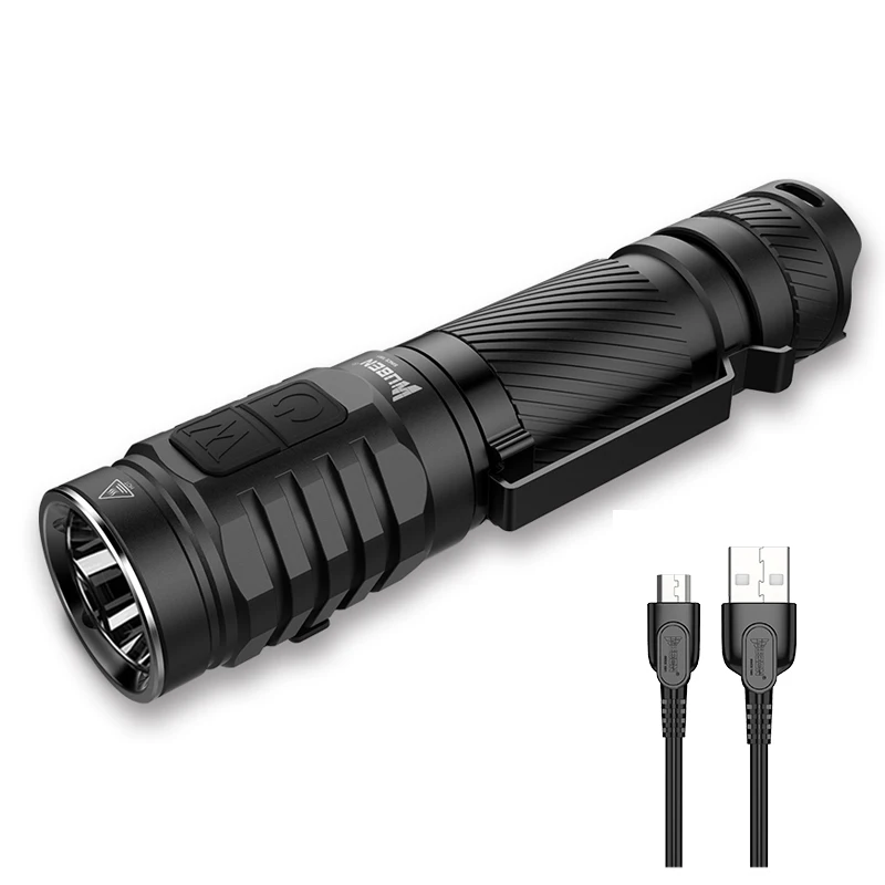 High CRI Super Bright Torch Rechargeable USB LED Tactical Flashlight