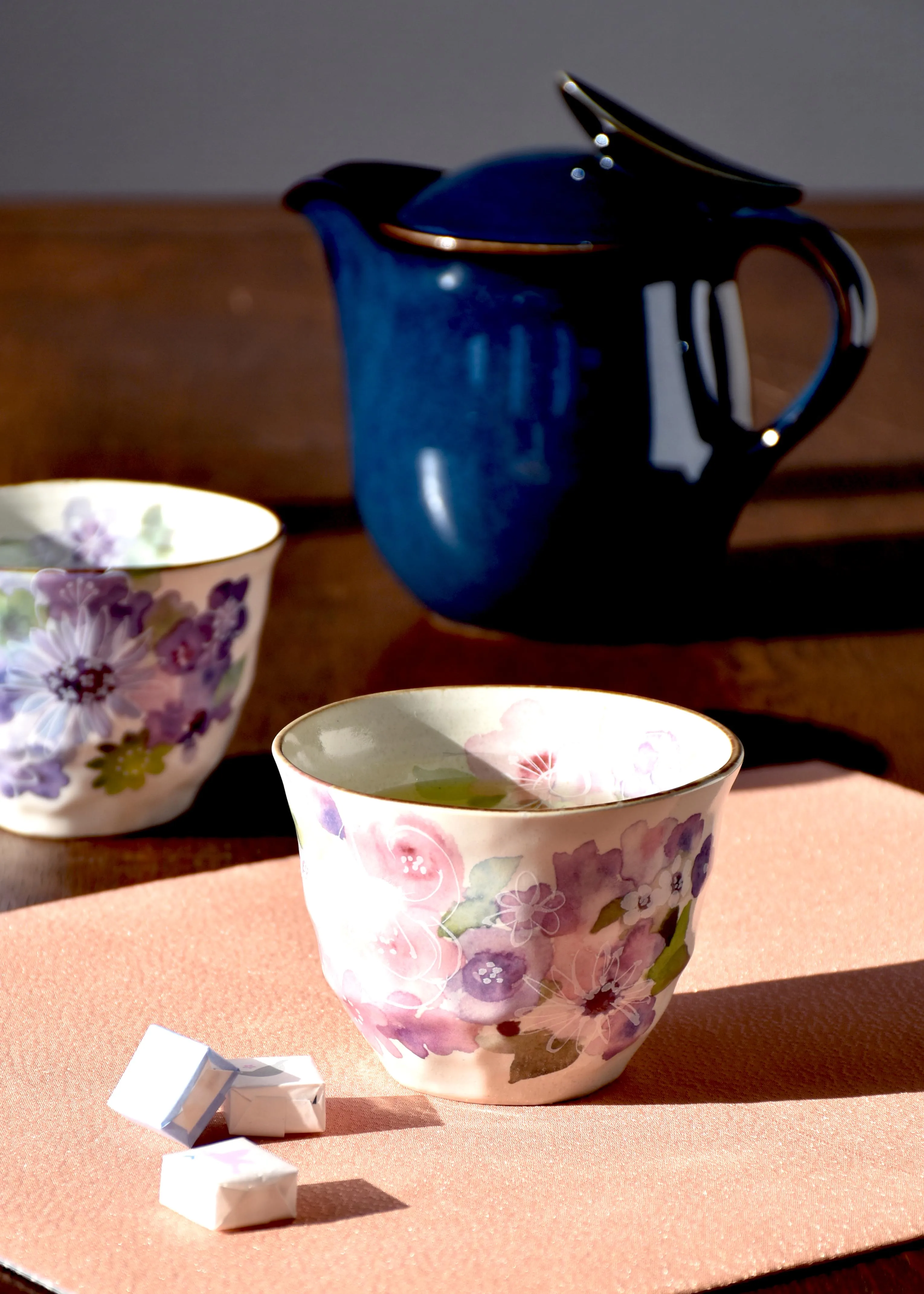 
Floral seasonal flowers high quality gift cute ceramic tea cup 