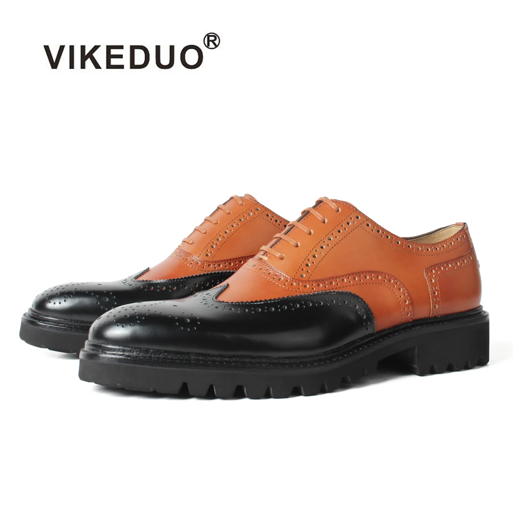 

Vikeduo Hand Made Leather Shoes Good Quality Guangzhou Design Making Footwear Italy Style Black+Brown Shoes