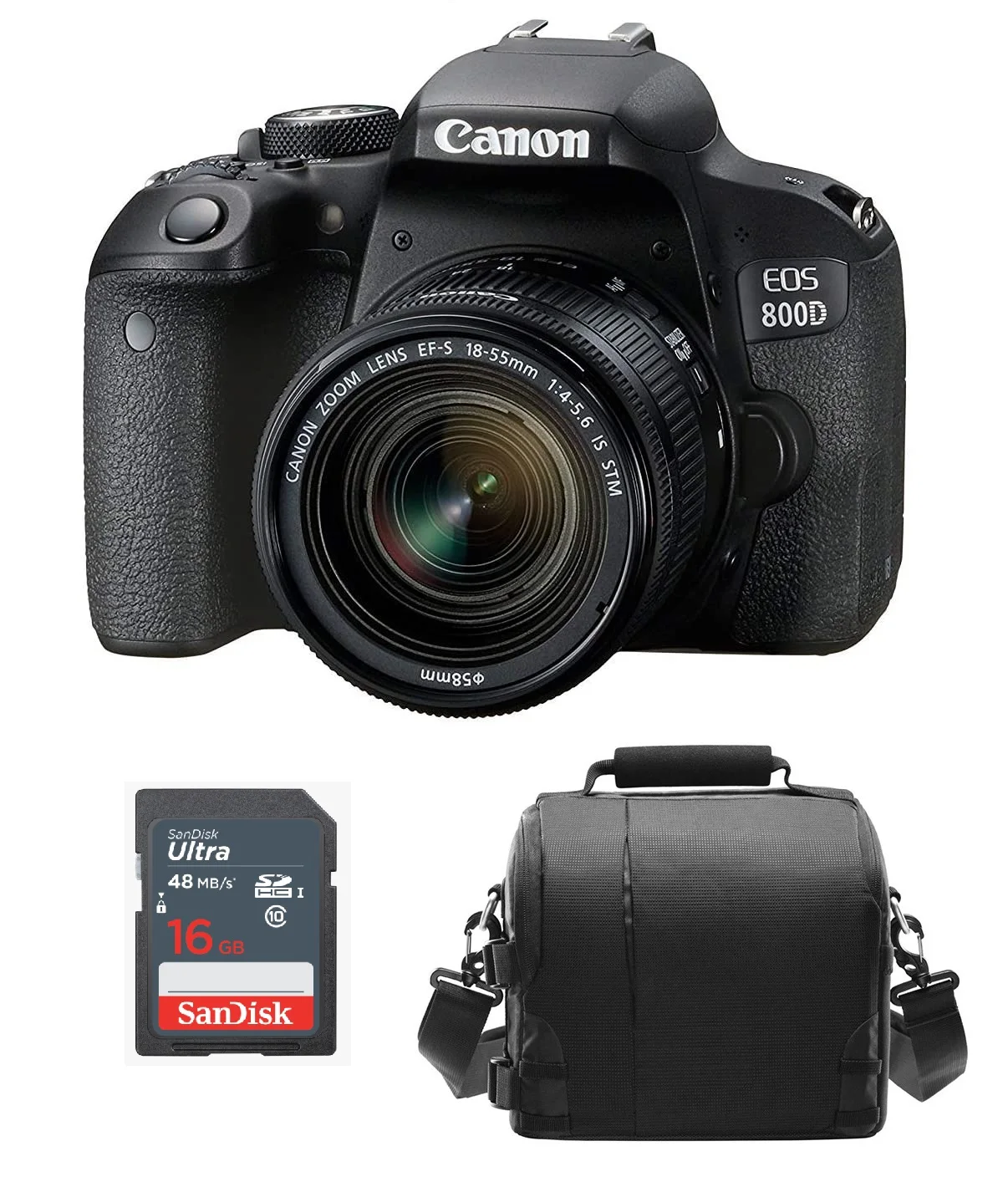 

CANON EOS 800D DSLR Camera KIT EF-S 18-55mm F4-5.6 IS STM Lens (EOS Rebel T7i) + 16gb SD Card + Camera Bag
