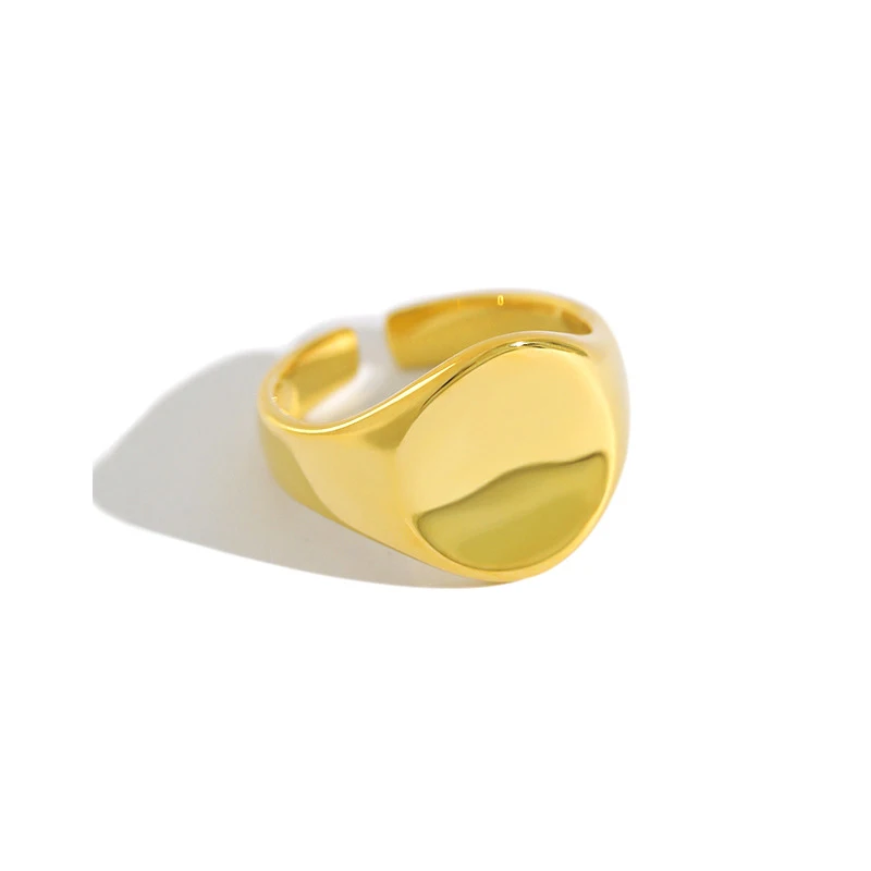 

H-R702 Chris and april Jewelry in stock 925 sterling silver 18K gold plated Glossy dainty signet ring for women