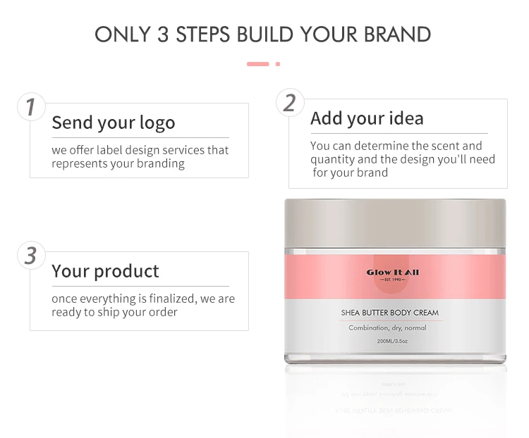 

Glow It All Brand Strong Bleaching Whitening Whipped Body Care Cream Lotion Private Label Custom