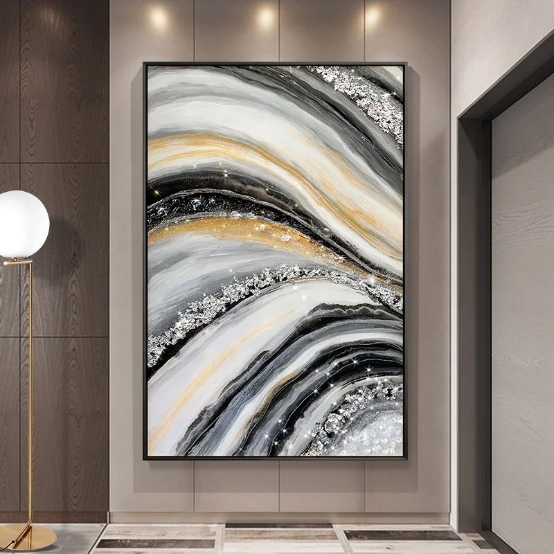 

Framed Gold Resin Painting Aluminum Alloy grey Frame Painting Paints Liquid Epoxy Crystal abstract wall art Epoxy Art, Multi colors
