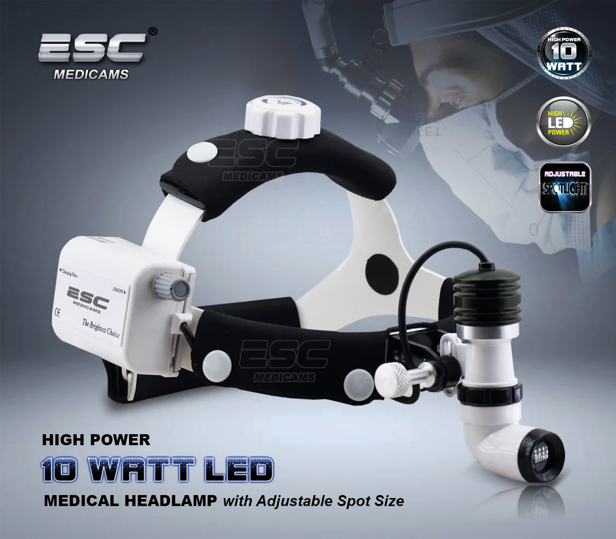 ENT Headlight Surgical LED Dental Wireless Headlamp Medical Light Source 10 W