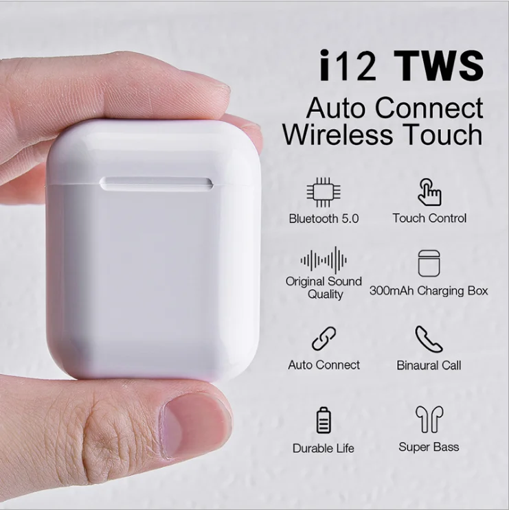 工厂i12 tws 热耳机免提触摸控制 i12 耳机蓝牙耳机 tws 为 iphone