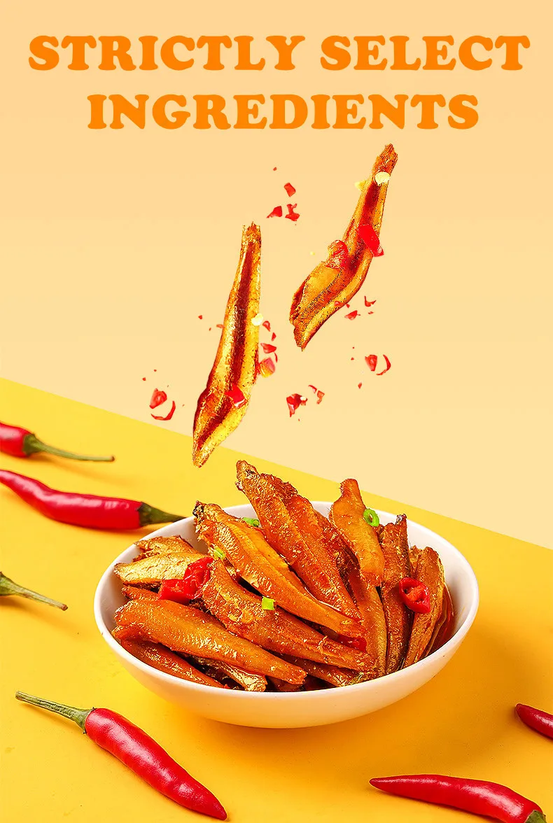 12g packing Jinzai deep-sea little fish Chinese Spicy Seafood Fish Snacks