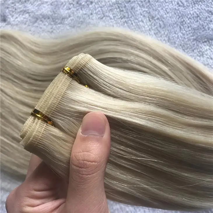 

Silky Straight Russian Invisible Double Weft Hair Extension, Double Drawn Remy Flat Weft