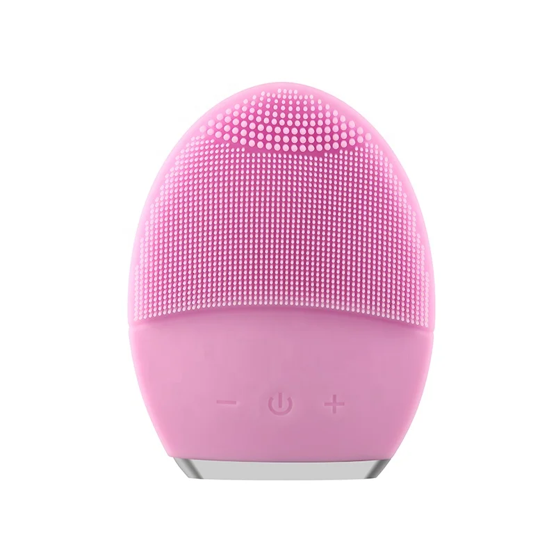 

Beauty Device Waterproof Sonic Vibrating Facial Cleansing Brush Silicone Ultrasonic Face Brush, Rose red, pink, blue