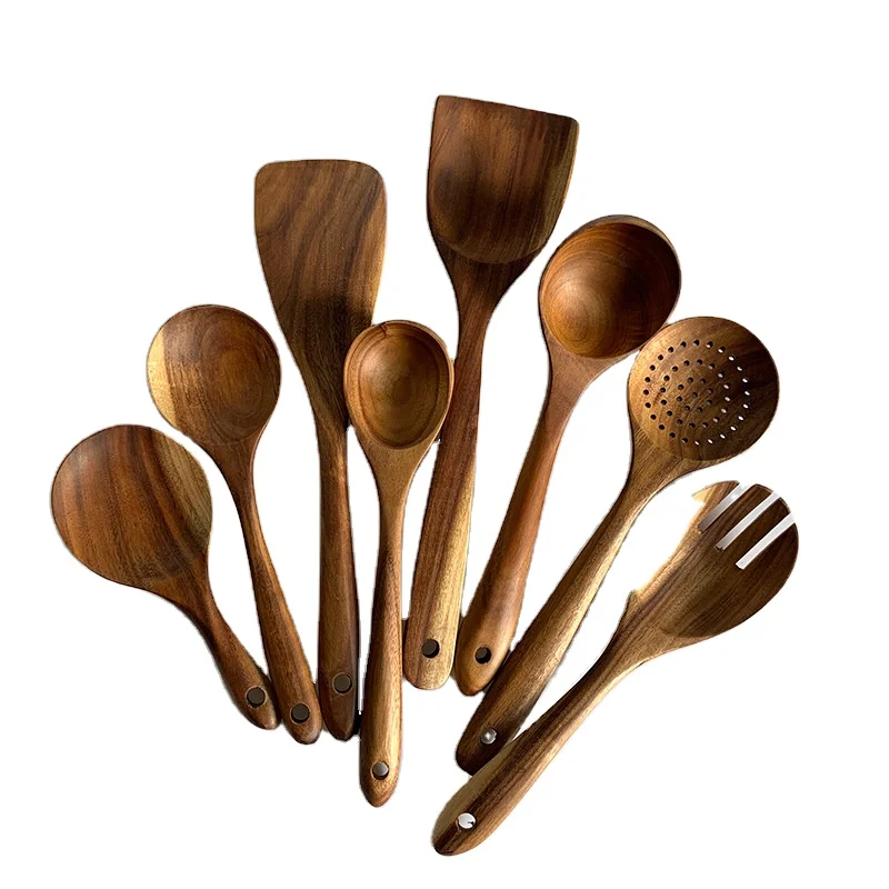 

Eco-friendly teak spoon for cooking solid wood spoon didn't stick pan wood scoop for cooking, Natural color