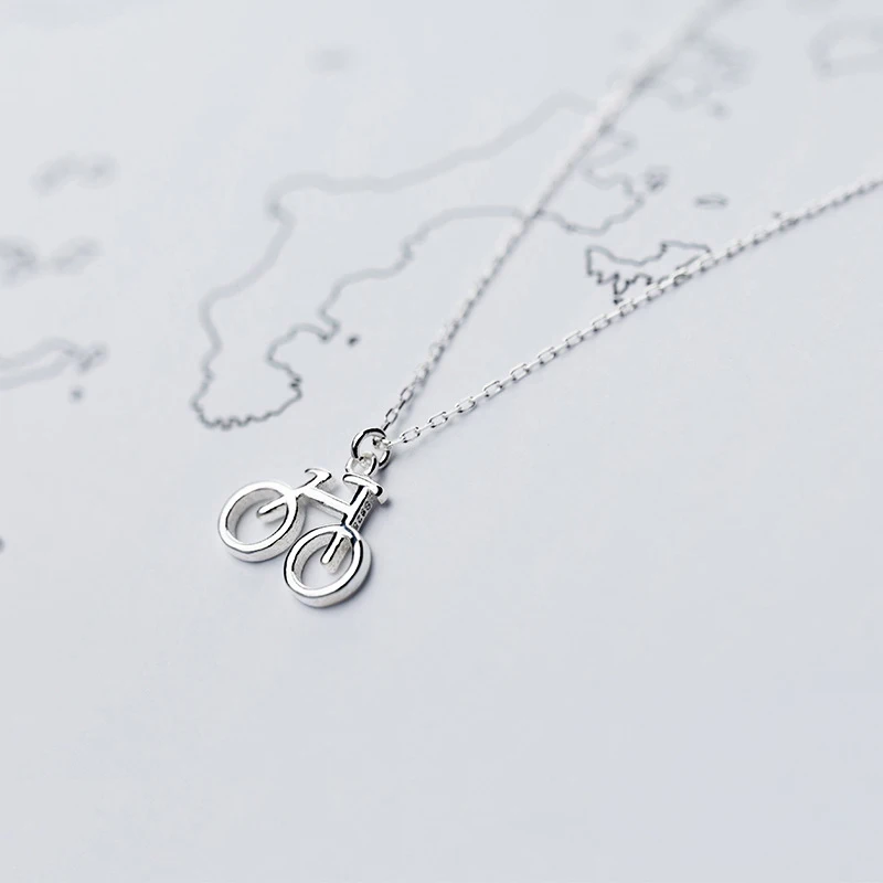 

N1317 Christian Sterling Silver 925 Girl Korean Style Fresh Bike Simple Bike Choker Chain With Pendant Necklace