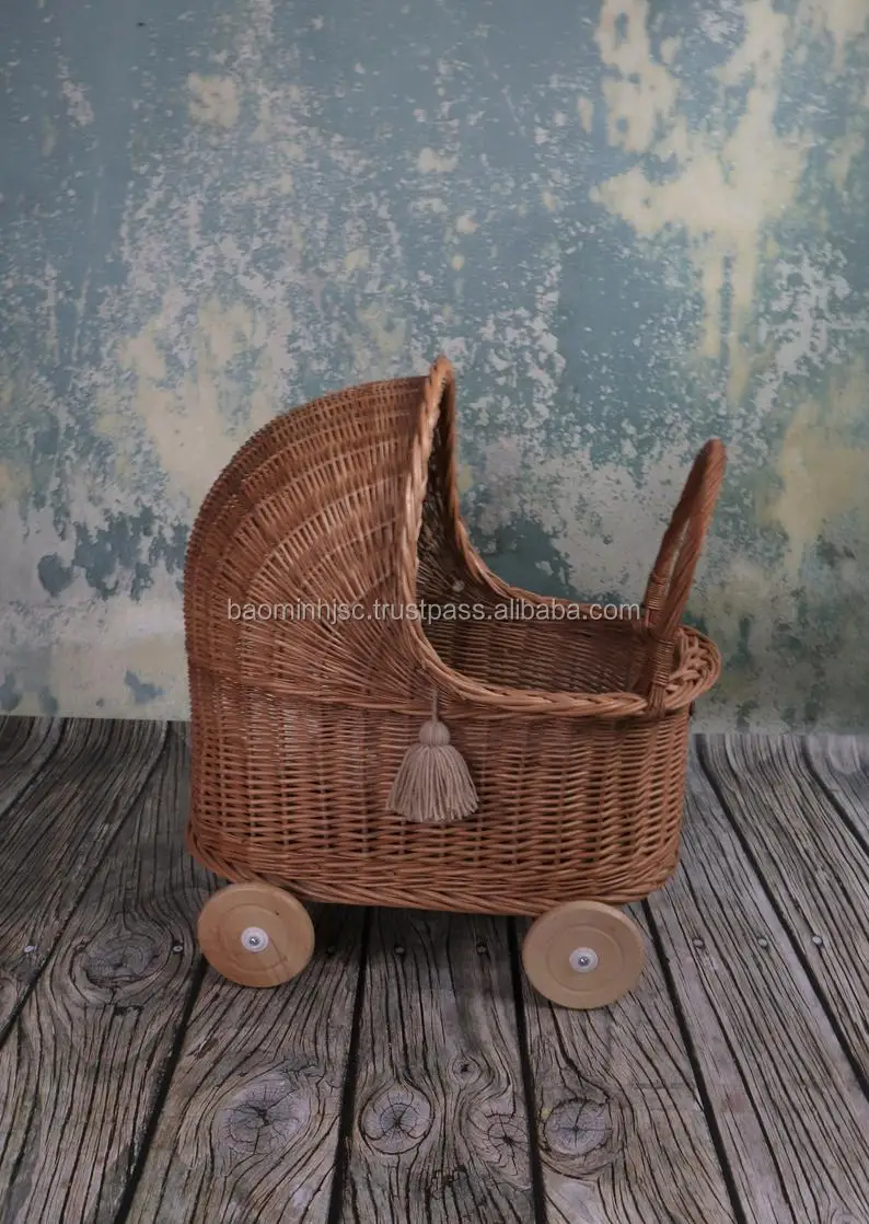 wicker doll bed