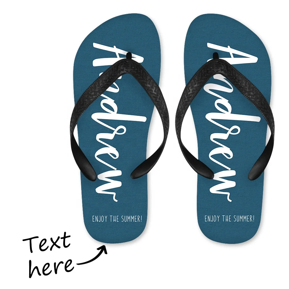 

Wholesale Oem Customised Own Name Summer Flip Flops Beach Flip-Flops Slippers For Men, Blue, red