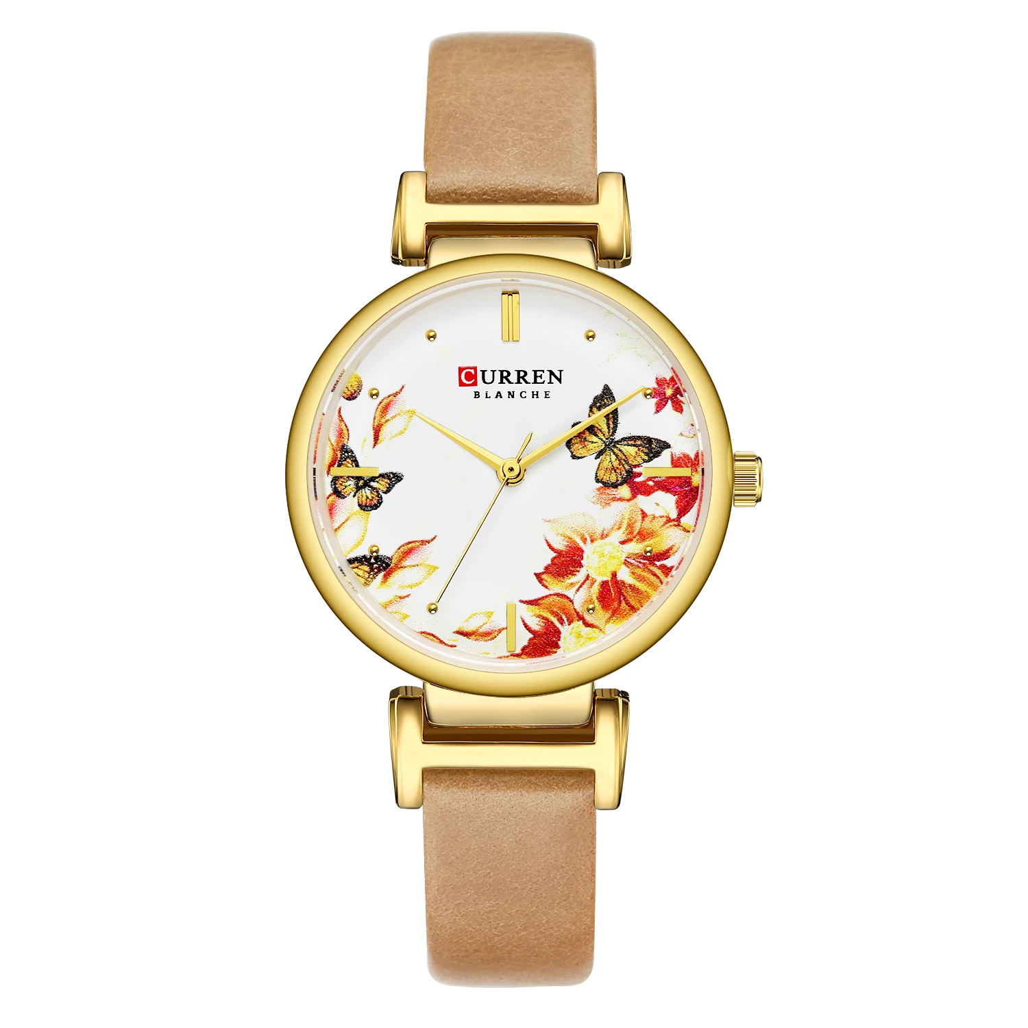 

CURREN 9053 Leather Women Watch Summer Quartz Ladies Wristwatch Relojes Female Clock Fashion Flower Dial Reloj Mujer