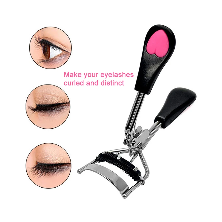 

New Arrival Private Label Stainless Steel Natural Curling Tools Fake Eyelashes Cute Heart Eyelash Curler With Comb