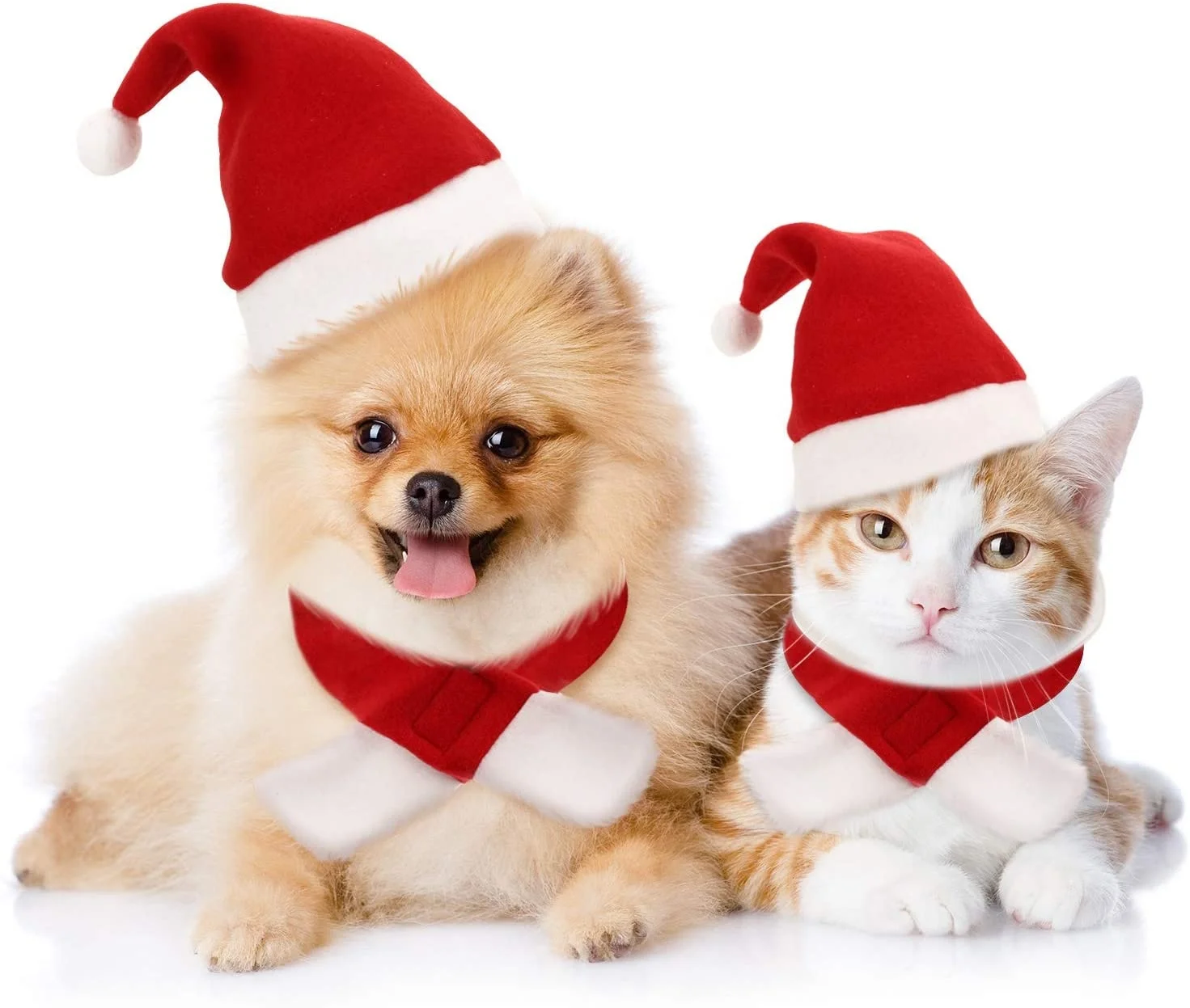 

Red classical christmas hat head wear accessories dog cat santa hat and scarf