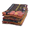 Silk Saree Vintage Kantha Embroidered Patchwork Bedspread Godari Quilt
