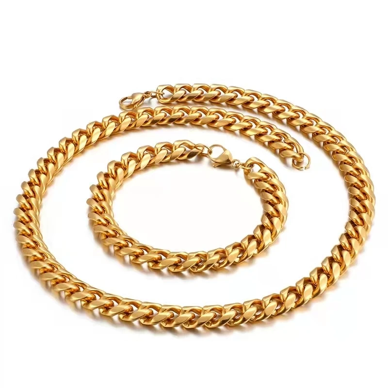 

Hip Hop Cuban Curb Link Mens Miami Stainless Steel Chain Necklace Cuban Link Chain, Sliver,gold,black