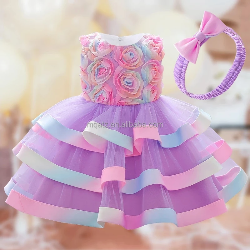 

Lovely babies kids infant frocks design small girl birthday special party baptism dress with bowknot L1829xz, Pink