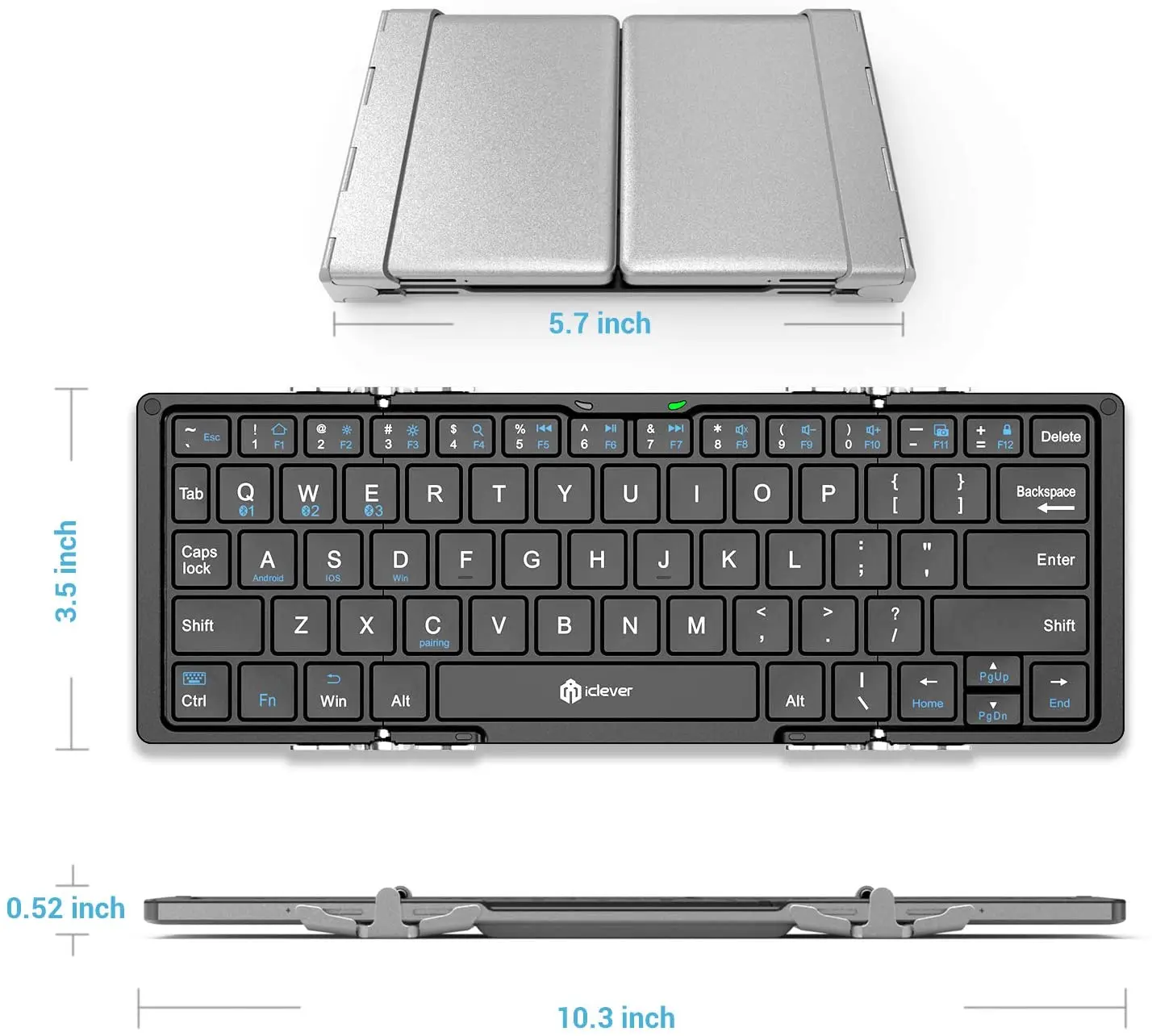 Iclever Bk03 Bt Keyboard,Bt 5.1 Foldable Wireless Keyboard With