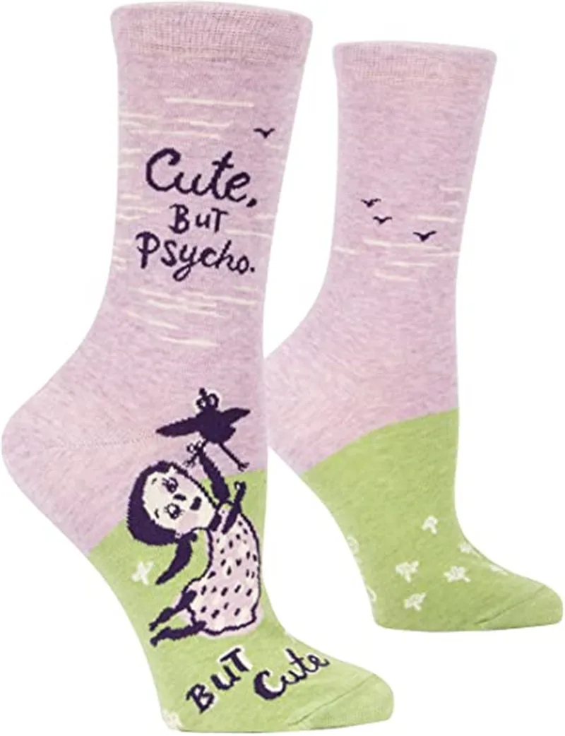 
Winter Fashion Funky Colorful Custom Print Funny Socks Women Letter Print Novelty Socks 