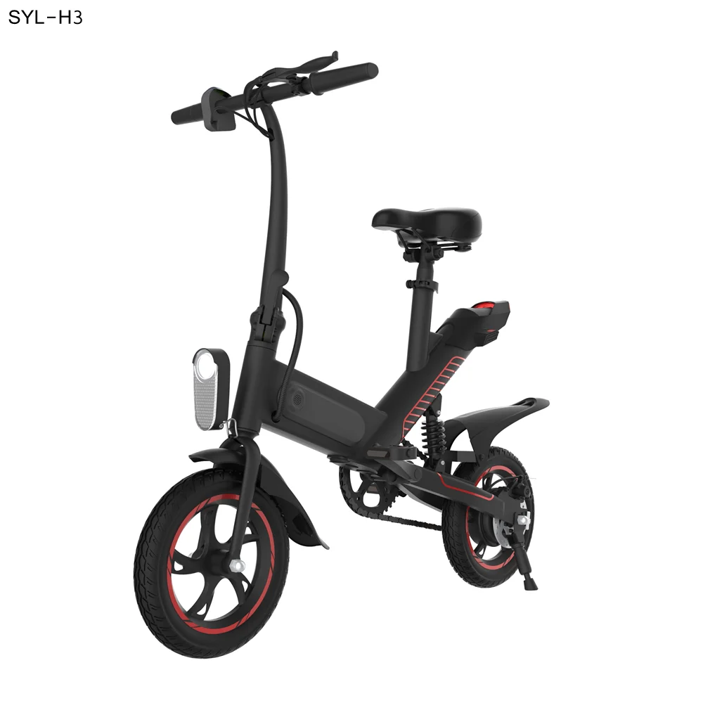 

high quality electric folding bicycle human assited pure power mode black