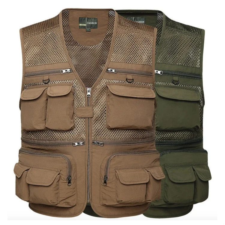 

Mens Summer Outdoor Work Fishing Travel Photo Vest with Pockets, 7 colors