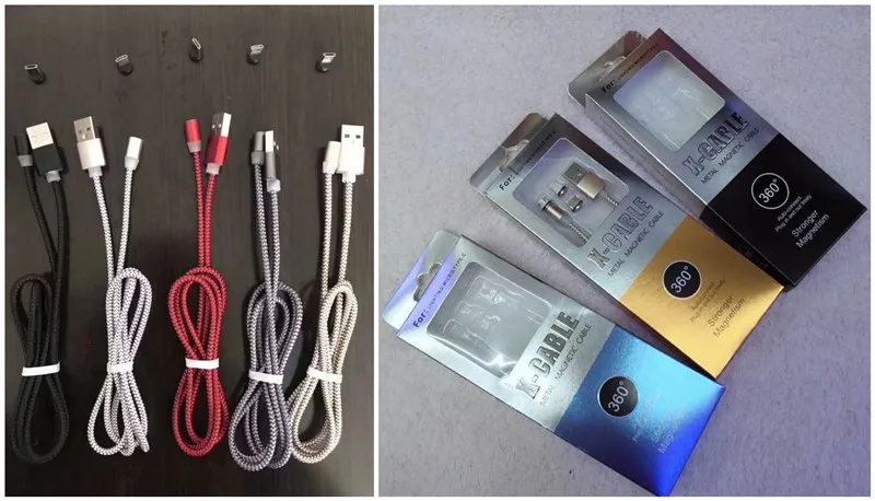 Umigi Fast Charging Nylon Braided 360 Rotatable Blue LED Light 3 in 1 Magnetic Data USB Cable for Micro Lightning Type C - ANKUX.COM