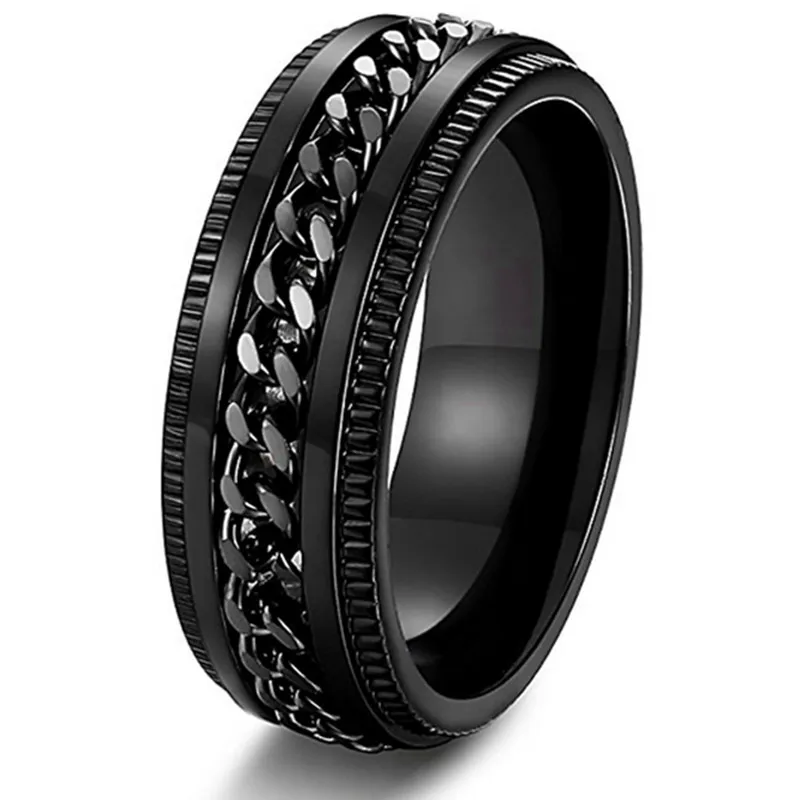 

Custom Stainless Steel 8mm Size 7-14 Rings For Men Chain Rings Biker Grooved Edge Ring Customized, Steel/gold