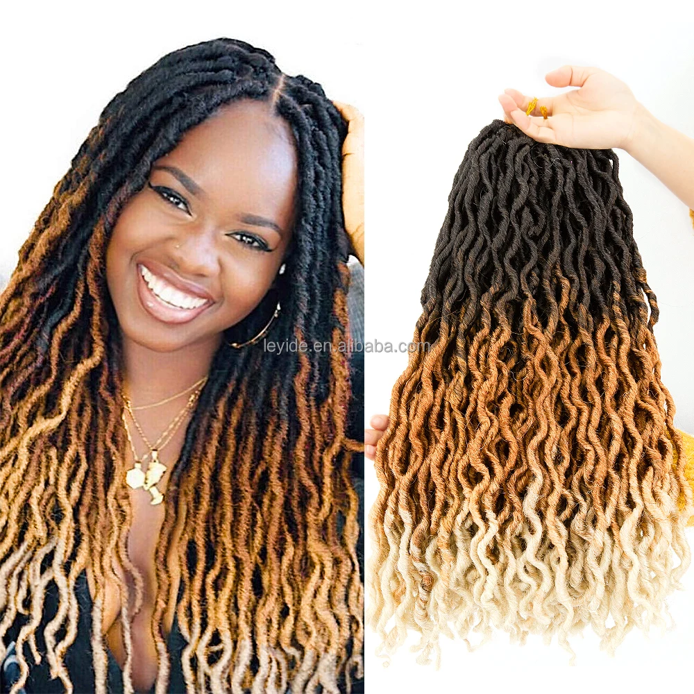 

Hot Sale Synthetic Gypsy Locs Extension Braids Wavy Curly Crochet Braid Hair Goddess Faux Gypsy Locs Crochet Braid, 6 colors available