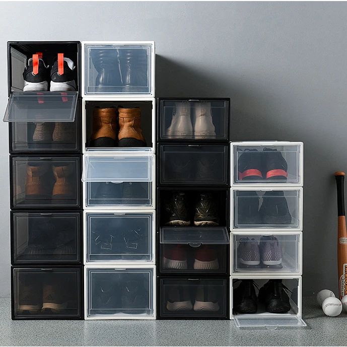 

Stackable Clear Plastic Shoe Storage Box Wholesale, Clear+black /clear+white