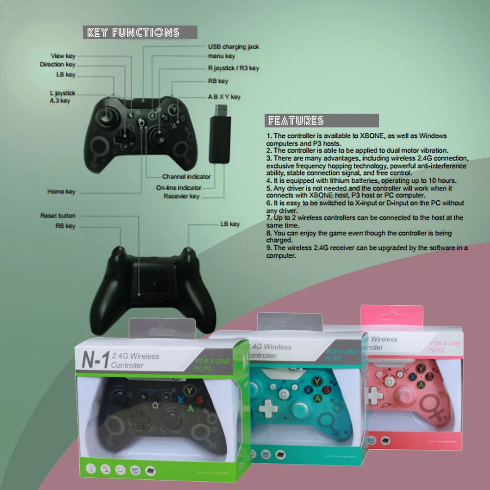 Joypad Game Wireless Controller Designed For Xbox One And Compatible