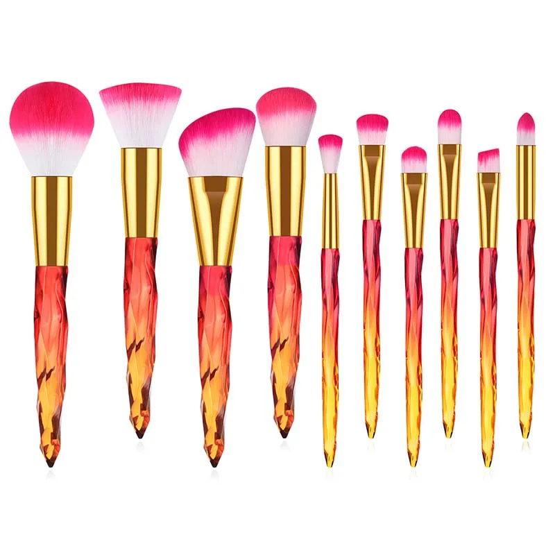 

Hot Sale Pink Cosmetic Brush Set Beauty Soft Synthetic Hair Durable Solid Wood Handle Rhinestone best Makeup Brush Set